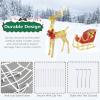 imageVINGLI Lighted Christmas Reindeer Family Set Outdoor Decorations Prelit 270 LED Lights Weather Proof Gold Deer Family Set of 3 Indoor Home Outdoor Yard DecorGold Sleigh Set