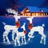imageVINGLI Lighted Christmas Reindeer Family Set Outdoor Decorations Prelit 270 LED Lights Weather Proof Gold Deer Family Set of 3 Indoor Home Outdoor Yard DecorWhite Deer Set