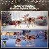 imageVINGLI Lighted Christmas Reindeer Family Set Outdoor Decorations Prelit 270 LED Lights Weather Proof Gold Deer Family Set of 3 Indoor Home Outdoor Yard Decor2 PCS SetBrown Moose Family