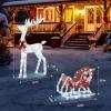 imageVINGLI Lighted Christmas Reindeer Family Set Outdoor Decorations Prelit 270 LED Lights Weather Proof Gold Deer Family Set of 3 Indoor Home Outdoor Yard DecorWhite Sleigh Set