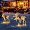 imageVINGLI Lighted Christmas Reindeer Family Set Outdoor Decorations Prelit 270 LED Lights Weather Proof Gold Deer Family Set of 3 Indoor Home Outdoor Yard Decor2 PCS SetGolden Moose Family
