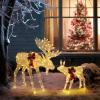 imageVINGLI Lighted Christmas Reindeer Family Set Outdoor Decorations Prelit 270 LED Lights Weather Proof Gold Deer Family Set of 3 Indoor Home Outdoor Yard Decor2 PCS SetGolden Moose Family