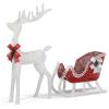 imageVINGLI Lighted Christmas Reindeer Family Set Outdoor Decorations Prelit 270 LED Lights Weather Proof Gold Deer Family Set of 3 Indoor Home Outdoor Yard DecorWhite Sleigh Set