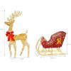 imageVINGLI Lighted Christmas Reindeer and Sleigh Outdoor Decorations Weather Proof 4ft Santas Sleigh Reindeer Christmas Ornament Indoor Home Decor Prelit 180 LED Lights with Stakes Zip Ties Secured2PCS Reindeer and SleighGold