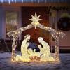 imageVINGLI Lighted Outdoor Nativity Scene 6ft Nativity Sets for Christmas Christmas Holy Family Yard Decoration w 190 LED Lights Stakes Zip TiesBrown