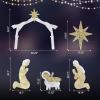 imageVINGLI Lighted Outdoor Nativity Scene 6ft Nativity Sets for Christmas Christmas Holy Family Yard Decoration w 190 LED Lights Stakes Zip TiesSilver