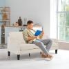 imageVINGLI Loveseat 53quot Small Couch Loveseat Sofas for Living Room Mid Century Modern Sofa Couch Beige Love Seat Couches with Scooped Arms for Small Spaces Bedroom Apartment StudioBeige