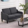 imageVINGLI Loveseat 53quot Small Couch Loveseat Sofas for Living Room Mid Century Modern Sofa Couch Beige Love Seat Couches with Scooped Arms for Small Spaces Bedroom Apartment StudioGrey