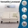 imageVINGLI Loveseat 53quot Small Couch Loveseat Sofas for Living Room Mid Century Modern Sofa Couch Beige Love Seat Couches with Scooped Arms for Small Spaces Bedroom Apartment StudioBeige