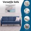 imageVINGLI Loveseat 53quot Small Couch Loveseat Sofas for Living Room Mid Century Modern Sofa Couch Beige Love Seat Couches with Scooped Arms for Small Spaces Bedroom Apartment StudioNavy Blue