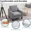 imageVINGLI Mid Century Modern Fabric Accent ChairBeige for Living Room Upholstered Armchair with Scooped Arms for BedroomApartmentStudioOfficeWaiting RoomBeigeLight Grey