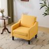 imageVINGLI Mid Century Modern Fabric Accent ChairBeige for Living Room Upholstered Armchair with Scooped Arms for BedroomApartmentStudioOfficeWaiting RoomBeigeYellow Linen