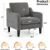 imageVINGLI Mid Century Modern Fabric Accent ChairBeige for Living Room Upholstered Armchair with Scooped Arms for BedroomApartmentStudioOfficeWaiting RoomBeigeLight Grey Chenille
