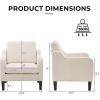 imageVINGLI Mid Century Modern Fabric Accent ChairBeige for Living Room Upholstered Armchair with Scooped Arms for BedroomApartmentStudioOfficeWaiting RoomBeigeBeige Linen
