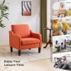 imageVINGLI Mid Century Modern Fabric Accent ChairBeige for Living Room Upholstered Armchair with Scooped Arms for BedroomApartmentStudioOfficeWaiting RoomBeigeBurnt Orange Linen