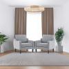 imageVINGLI Mid Century Modern Fabric Accent ChairBeige for Living Room Upholstered Armchair with Scooped Arms for BedroomApartmentStudioOfficeWaiting RoomBeigeLight Grey Linen