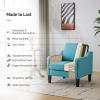 imageVINGLI Mid Century Modern Fabric Accent ChairBeige for Living Room Upholstered Armchair with Scooped Arms for BedroomApartmentStudioOfficeWaiting RoomBeigeTeal Blue Linen