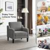 imageVINGLI Mid Century Modern Fabric Accent ChairBeige for Living Room Upholstered Armchair with Scooped Arms for BedroomApartmentStudioOfficeWaiting RoomBeigeLight Grey Chenille