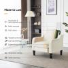 imageVINGLI Mid Century Modern Fabric Accent ChairBeige for Living Room Upholstered Armchair with Scooped Arms for BedroomApartmentStudioOfficeWaiting RoomBeigeCream White Chenille