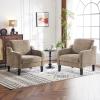 imageVINGLI Mid Century Modern Fabric Accent ChairBeige for Living Room Upholstered Armchair with Scooped Arms for BedroomApartmentStudioOfficeWaiting RoomBeigeLight Brown Chenille