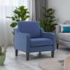 imageVINGLI Mid Century Modern Fabric Accent ChairBeige for Living Room Upholstered Armchair with Scooped Arms for BedroomApartmentStudioOfficeWaiting RoomBeigeNavy Blue Linen