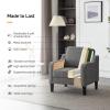 imageVINGLI Mid Century Modern Fabric Accent ChairBeige for Living Room Upholstered Armchair with Scooped Arms for BedroomApartmentStudioOfficeWaiting RoomBeigeLight Grey Chenille