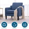 imageVINGLI Mid Century Modern Fabric Accent ChairBeige for Living Room Upholstered Armchair with Scooped Arms for BedroomApartmentStudioOfficeWaiting RoomBeigeNavy Blue Linen