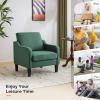 imageVINGLI Mid Century Modern Fabric Accent ChairBeige for Living Room Upholstered Armchair with Scooped Arms for BedroomApartmentStudioOfficeWaiting RoomBeigeGreen Linen