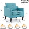 imageVINGLI Mid Century Modern Fabric Accent ChairBeige for Living Room Upholstered Armchair with Scooped Arms for BedroomApartmentStudioOfficeWaiting RoomBeigeTeal Blue Linen