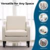 imageVINGLI Mid Century Modern Fabric Accent ChairBeige for Living Room Upholstered Armchair with Scooped Arms for BedroomApartmentStudioOfficeWaiting RoomBeigeBeige Linen