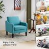 imageVINGLI Mid Century Modern Fabric Accent ChairBeige for Living Room Upholstered Armchair with Scooped Arms for BedroomApartmentStudioOfficeWaiting RoomBeigeTeal Blue Linen
