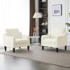 imageVINGLI Mid Century Modern Fabric Accent ChairBeige for Living Room Upholstered Armchair with Scooped Arms for BedroomApartmentStudioOfficeWaiting RoomBeigeCream White Chenille
