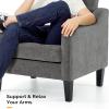 imageVINGLI Mid Century Modern Fabric Accent ChairBeige for Living Room Upholstered Armchair with Scooped Arms for BedroomApartmentStudioOfficeWaiting RoomBeigeLight Grey Chenille