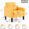 imageVINGLI Mid Century Modern Fabric Accent ChairBeige for Living Room Upholstered Armchair with Scooped Arms for BedroomApartmentStudioOfficeWaiting RoomBeigeYellow Linen
