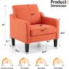 imageVINGLI Mid Century Modern Fabric Accent ChairBeige for Living Room Upholstered Armchair with Scooped Arms for BedroomApartmentStudioOfficeWaiting RoomBeigeBurnt Orange Linen