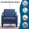 imageVINGLI Mid Century Modern Fabric Accent ChairBeige for Living Room Upholstered Armchair with Scooped Arms for BedroomApartmentStudioOfficeWaiting RoomBeigeNavy Blue Linen