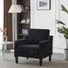 imageVINGLI Mid Century Modern Fabric Accent ChairBeige for Living Room Upholstered Armchair with Scooped Arms for BedroomApartmentStudioOfficeWaiting RoomBeigeBlack Chenille