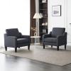imageVINGLI Mid Century Modern Fabric Accent ChairBeige for Living Room Upholstered Armchair with Scooped Arms for BedroomApartmentStudioOfficeWaiting RoomBeigeDark Grey Linen