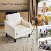 imageVINGLI Mid Century Modern Fabric Accent ChairBeige for Living Room Upholstered Armchair with Scooped Arms for BedroomApartmentStudioOfficeWaiting RoomBeigeBeige
