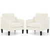 imageVINGLI Mid Century Modern Fabric Accent ChairBeige for Living Room Upholstered Armchair with Scooped Arms for BedroomApartmentStudioOfficeWaiting RoomBeigeCream White Chenille