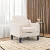 imageVINGLI Mid Century Modern Fabric Accent ChairBeige for Living Room Upholstered Armchair with Scooped Arms for BedroomApartmentStudioOfficeWaiting RoomBeigeBeige