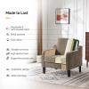 imageVINGLI Mid Century Modern Fabric Accent ChairBeige for Living Room Upholstered Armchair with Scooped Arms for BedroomApartmentStudioOfficeWaiting RoomBeigeLight Brown Chenille