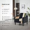 imageVINGLI Mid Century Modern Fabric Accent ChairBeige for Living Room Upholstered Armchair with Scooped Arms for BedroomApartmentStudioOfficeWaiting RoomBeigeBlack Chenille