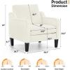 imageVINGLI Mid Century Modern Fabric Accent ChairBeige for Living Room Upholstered Armchair with Scooped Arms for BedroomApartmentStudioOfficeWaiting RoomBeigeCream White Chenille