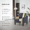imageVINGLI Mid Century Modern Fabric Accent ChairBeige for Living Room Upholstered Armchair with Scooped Arms for BedroomApartmentStudioOfficeWaiting RoomBeigeDark Grey Linen