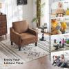 imageVINGLI Mid Century Modern Fabric Accent ChairBeige for Living Room Upholstered Armchair with Scooped Arms for BedroomApartmentStudioOfficeWaiting RoomBeigeRustic Bronzing Cloth