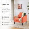 imageVINGLI Mid Century Modern Fabric Accent ChairBeige for Living Room Upholstered Armchair with Scooped Arms for BedroomApartmentStudioOfficeWaiting RoomBeigeBurnt Orange Linen