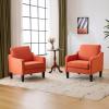 imageVINGLI Mid Century Modern Fabric Accent ChairBeige for Living Room Upholstered Armchair with Scooped Arms for BedroomApartmentStudioOfficeWaiting RoomBeigeBurnt Orange Linen