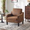 imageVINGLI Mid Century Modern Fabric Accent ChairBeige for Living Room Upholstered Armchair with Scooped Arms for BedroomApartmentStudioOfficeWaiting RoomBeigeRustic Bronzing Cloth