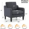 imageVINGLI Mid Century Modern Fabric Accent ChairBeige for Living Room Upholstered Armchair with Scooped Arms for BedroomApartmentStudioOfficeWaiting RoomBeigeDark Grey Linen